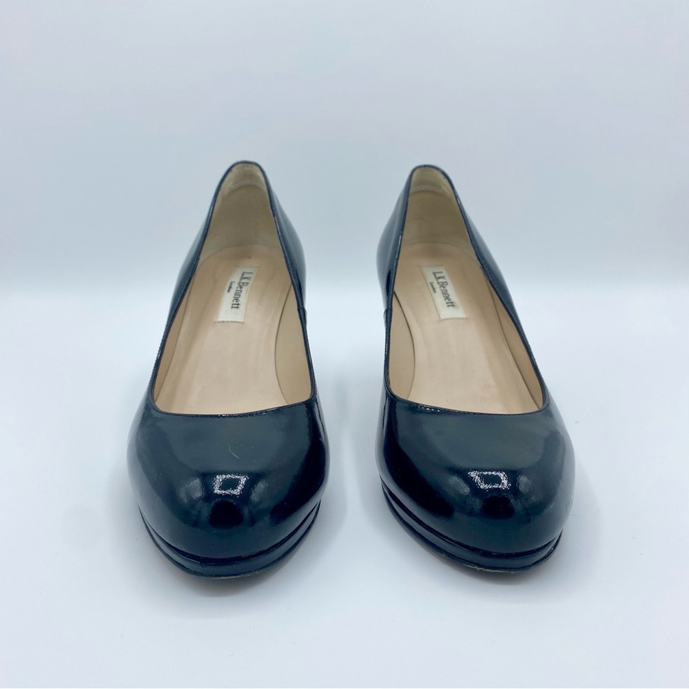 L.K. Bennett Black Patent Leather Platform Pump Court Shoe Size 36.5 / US 5.5 - Picture 5 of 16